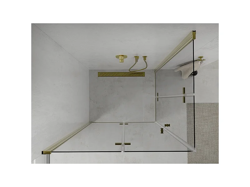 Mexen Lima Duo cabina doccia pieghevole 80 x 70 cm, trasparente, oro - 856-080-070-50-00-02