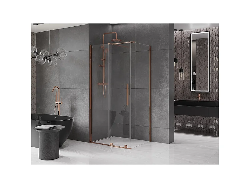 Mexen Velar cabine de douche coulissante 110 x 85 cm, transparent, or rose - 871-110-085-01-60