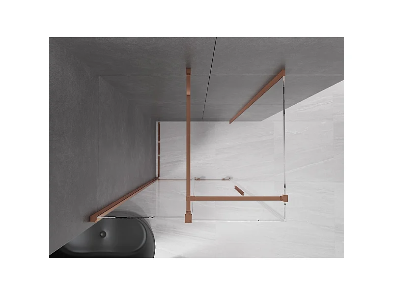 Mexen Velar cabine de douche coulissante 110 x 85 cm, transparent, or rose - 871-110-085-01-60