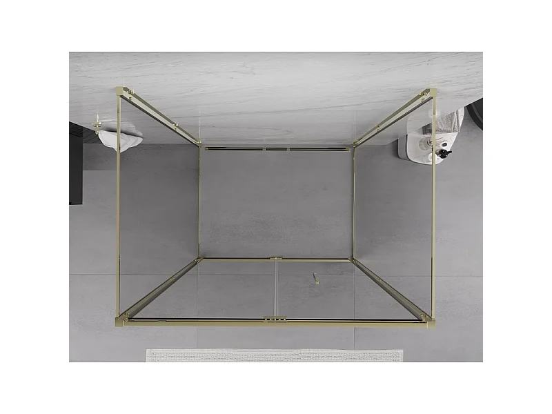 Mexen Exo-3S cabine de douche pliante 3 parois 90 x 80 cm, transparent, dorée - 816-090-080-50-00-3S