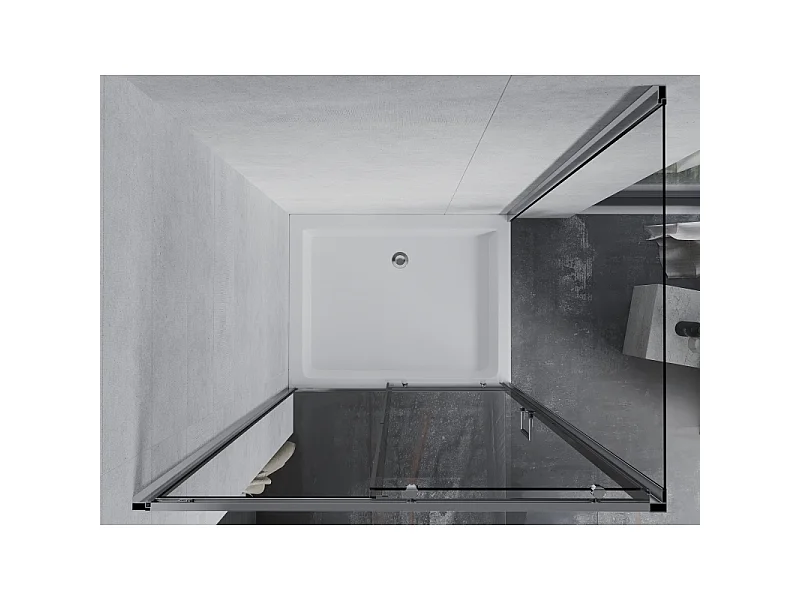 Mexen Apia Schiebetür-Duschkabine 120 x 90 cm, transparent, Chrom + Duschwanne Rio - 840-120-090-01-00-4510