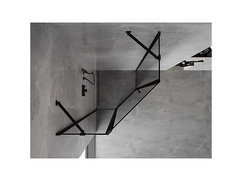 Mexen Mist pentagonal shower enclosure, left hinge 80 x 80 cm, black frame, black - 8A8-080-080-70-70-L