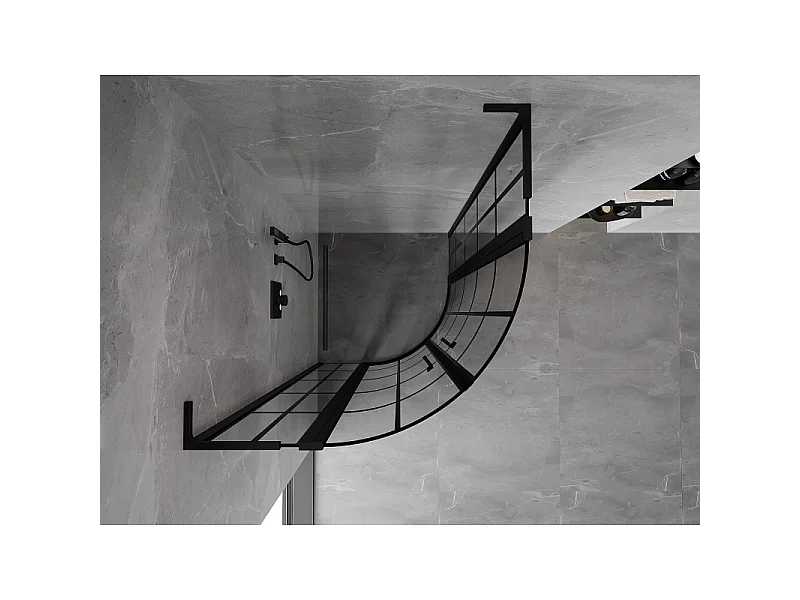 Mexen Mist L cabine de douche semi-circulaire pivotante 80 x 80 cm, grille noire, noir - 8A32L-080-080-70-77