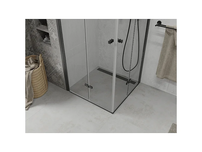 Mexen Lima Duo cabina de ducha plegable 100 x 100 cm, transparente, negra - 856-100-100-70-00-02