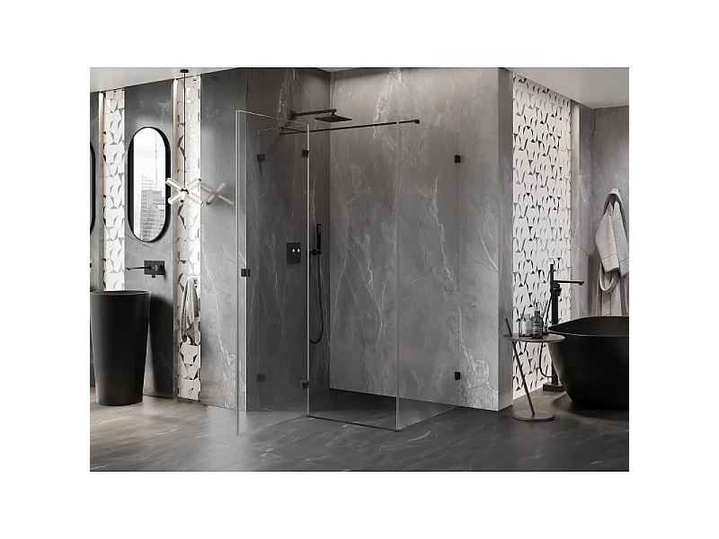Mexen Lunar T schuifbare douchecabine links 90 x 100 cm, transparant, zwart - 834T-090-100-70-00-L