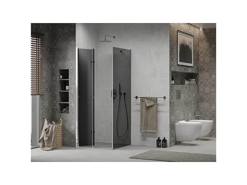 Mexen Lima cabine de douche pliante 80 x 80 cm, graphite, chrome - 856-080-080-01-40