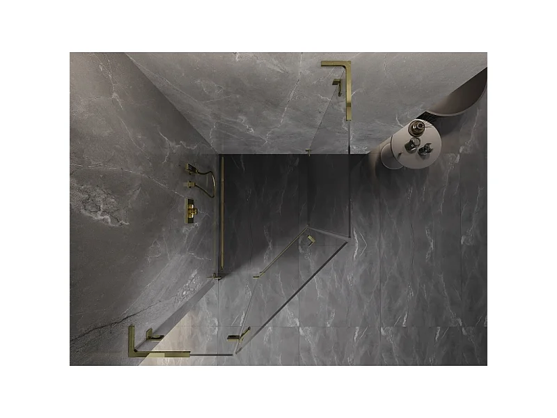 Mexen Lunar L pentagonal left swing shower cabin 80 x 100 cm, transparent, gold - 831L-080L-100P-50-00-L