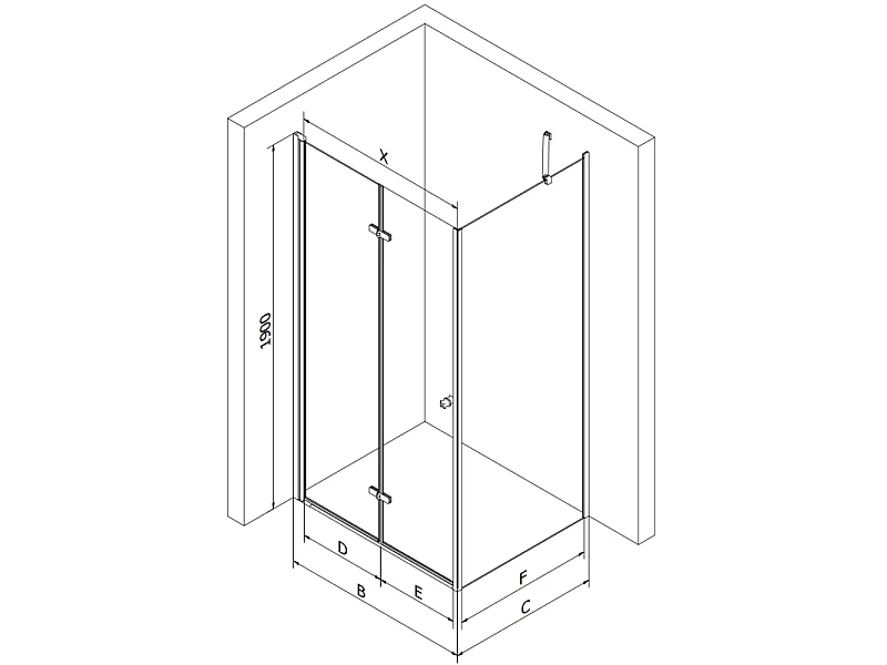 Mexen Lima opvouwbare douchecabine 70 x 100 cm, transparant, zwart + Flat douchebak, wit - 856-070-100-70-00-4010B