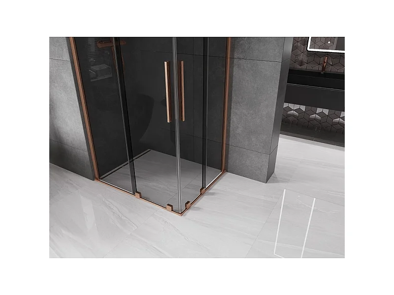 Mexen Velar Duo schuifdouchecabine 100 x 90 cm, grafiet, geborsteld koper - 871-100-090-42-65