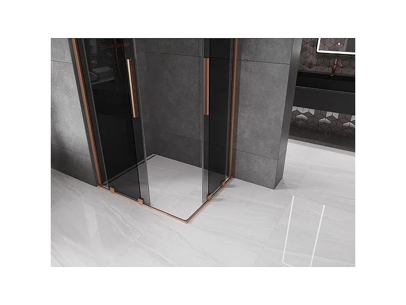 Mexen Velar Duo schuifdouchecabine 100 x 90 cm, grafiet, geborsteld koper - 871-100-090-42-65