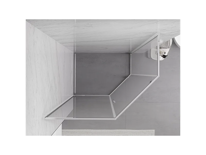 Mexen Exo vijfhoekige douchecabine met scharnierende deuren 100 x 80 cm, transparant, chroom - 812-100-080-01-00