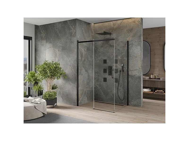 Mexen Omega kabina prysznicowa rozsuwana 120 x 70 cm, transparent, czarna - 825-120-070-70-00