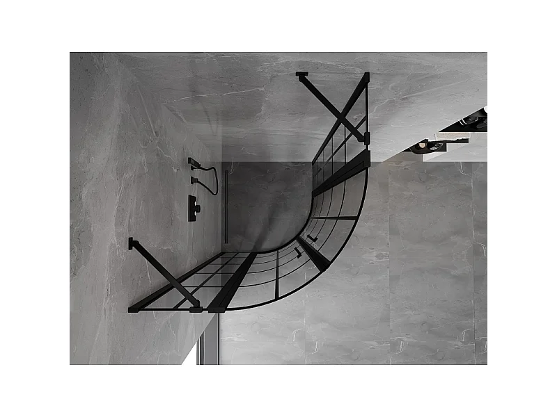 Mexen Mist semicircular shower cabin, hinged 80 x 80 cm, black grid, black - 8A32-080-080-70-77