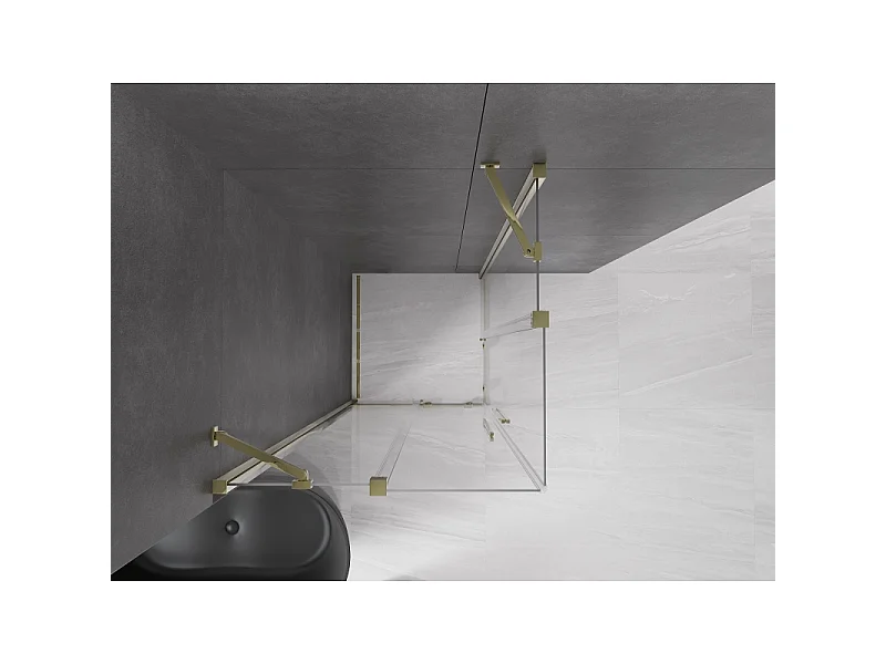 Mexen Velar Duo schuifbare douchecabine 100 x 100 cm, transparant, goud - 871-100-100-02-50