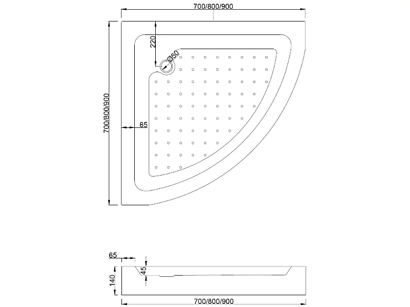 Mexen Rio cabine de douche semi-circulaire 80 x 80 cm, bandes blanches, or + receveur, blanc - 863-080-080-50-20-4710