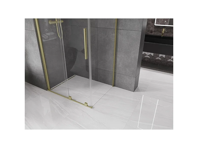 Mexen Velar cabine de douche coulissante 90 x 70 cm, transparente, or brossé - 871-090-070-01-55