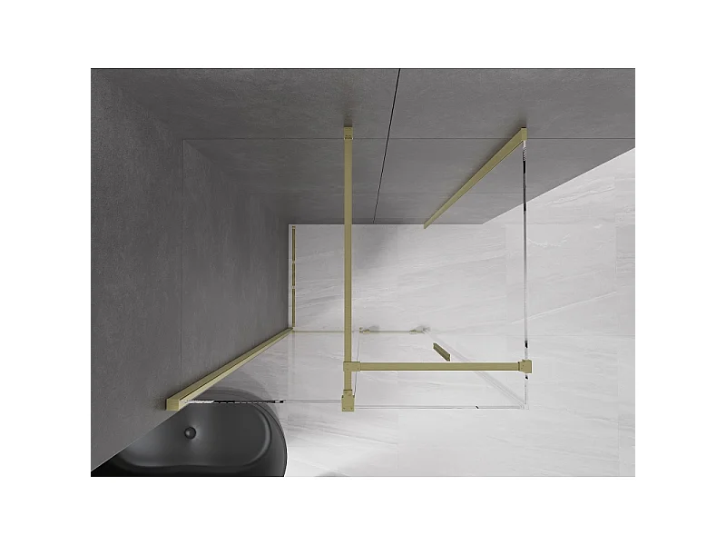 Mexen Velar cabine de douche coulissante 90 x 70 cm, transparente, or brossé - 871-090-070-01-55