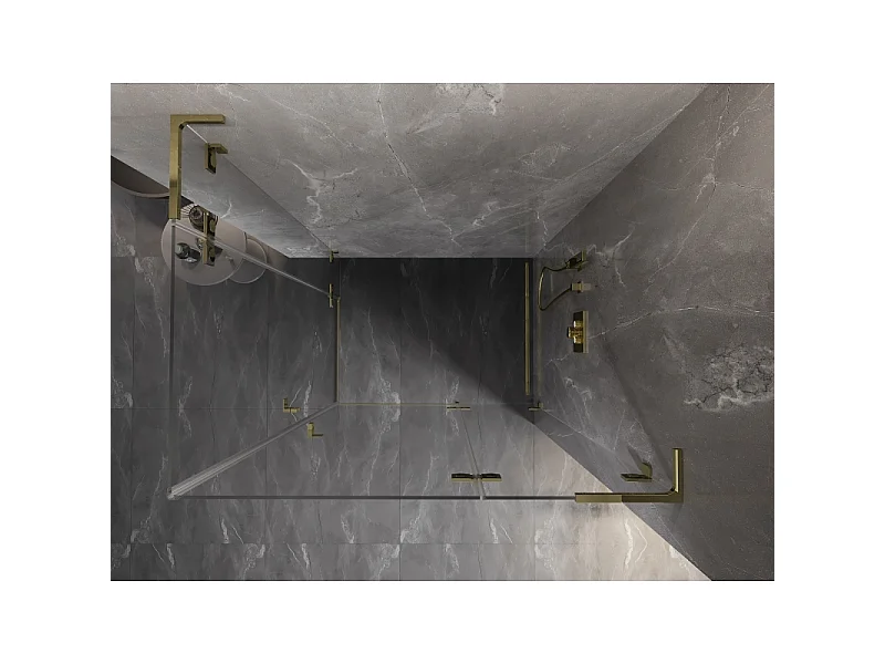 Mexen Lunar L Duo brusekabine, højrehængslet, 105 x 70 cm, transparent, guld - 834L-105P-070L-50-00