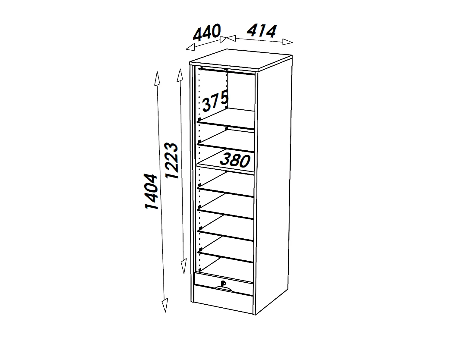 Classeur à Rideau 8 Tablettes 1 Kit Dossiers Serrure L 41,4 H 140,4 P 44 cm - Coloris: Noir