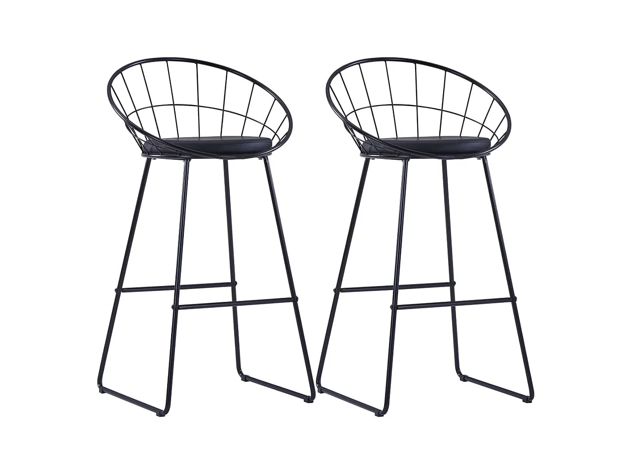 Juego de dos taburetes de bar de diseño silla asiento sintético negro acero 1202176