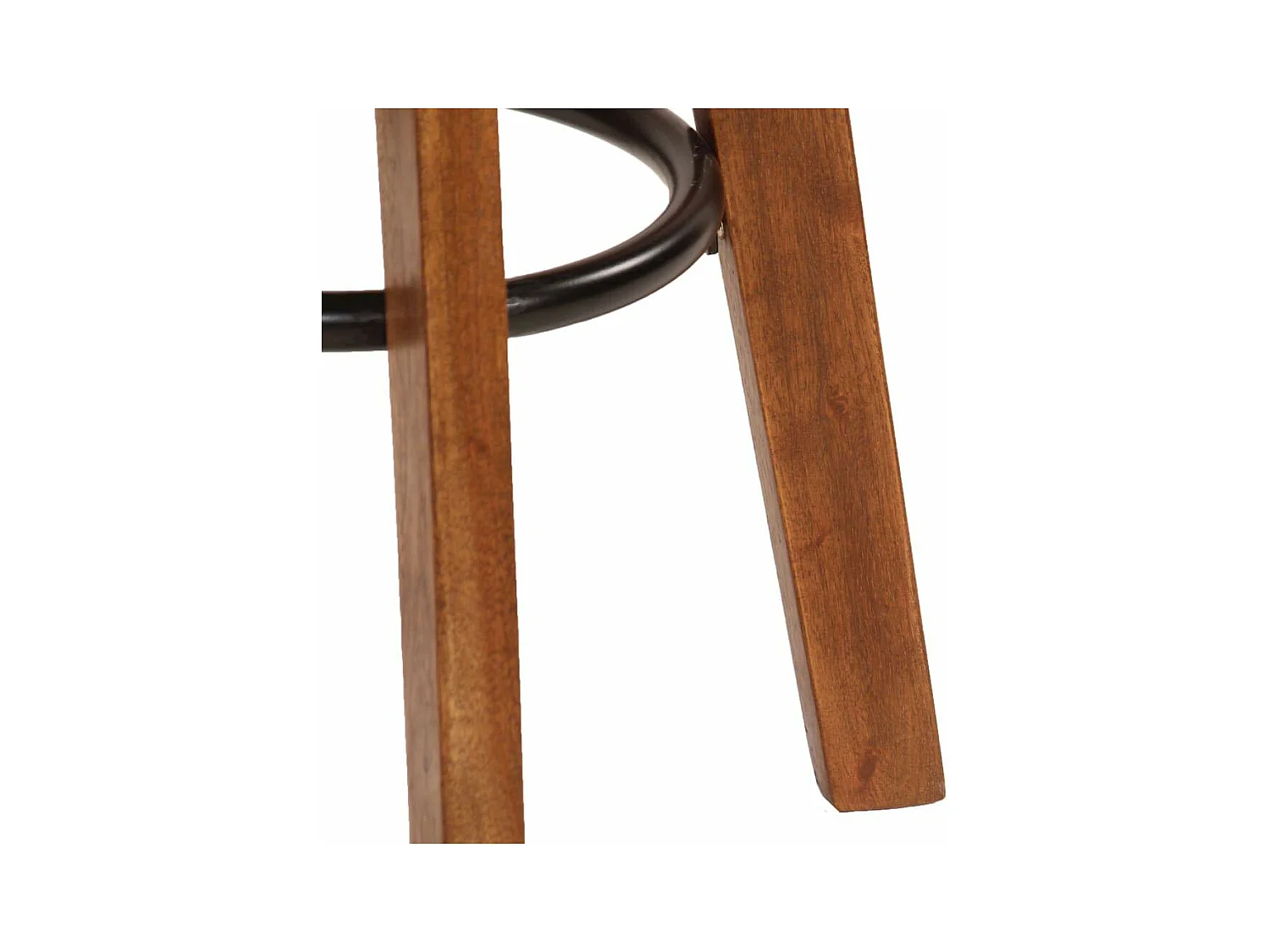 Juego de dos taburetes de bar de diseño, asiento de madera de acacia, cuero auténtico 1202112