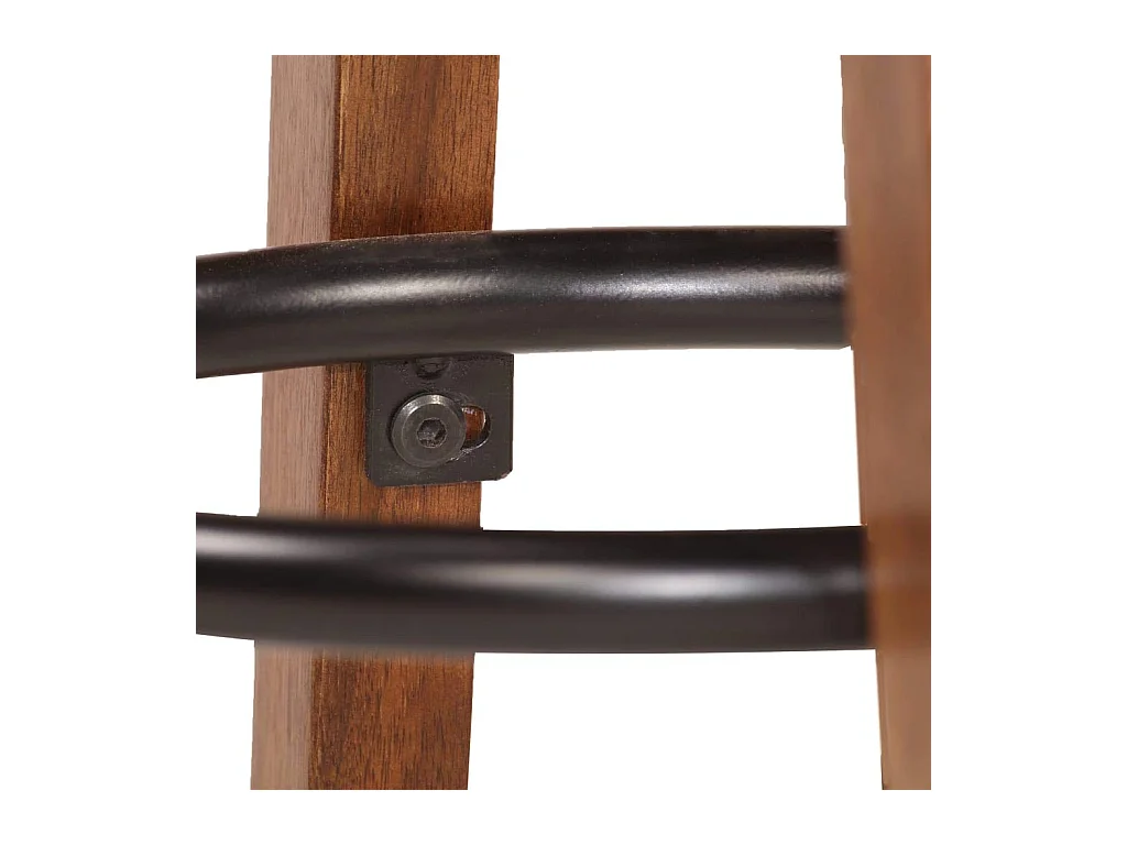 Juego de dos taburetes de bar de diseño, asiento de madera de acacia, cuero auténtico 1202112