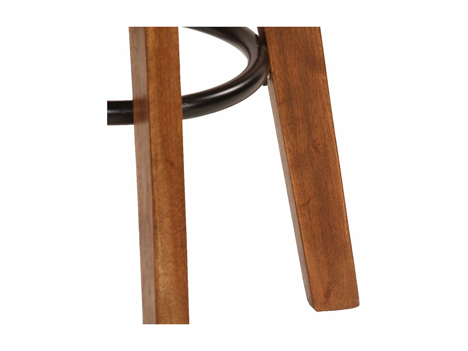 Juego de dos taburetes de bar de diseño, asiento de madera de acacia, cuero auténtico 1202112