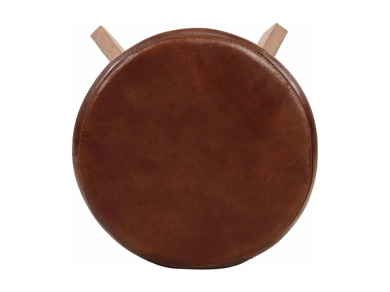 Juego de dos taburetes de bar de diseño, asiento de madera de acacia, cuero auténtico 1202112