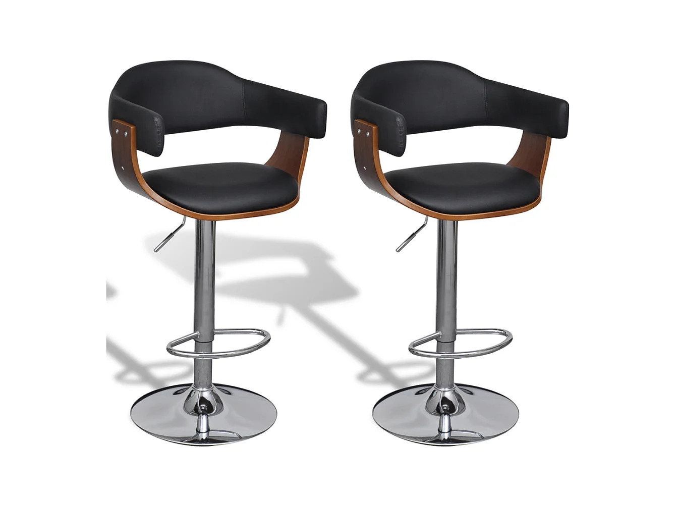 Conjunto de 2 taburetes de bar de diseño moderno en negro y madera 1202019