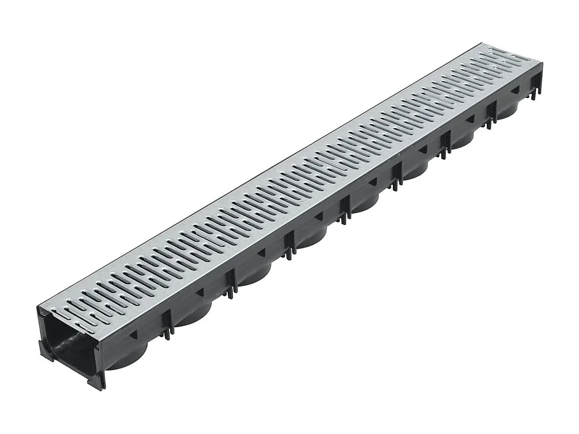 Conjunto de 6 canais de drenagem em aço galvanizado 100 cm 02_0003069