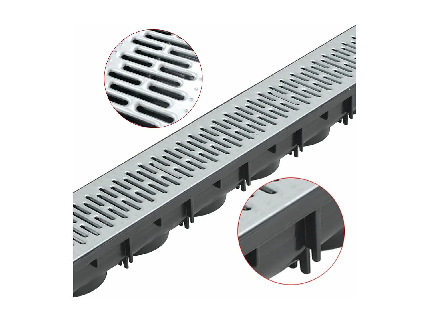 Conjunto de 6 canais de drenagem em aço galvanizado 100 cm 02_0003069