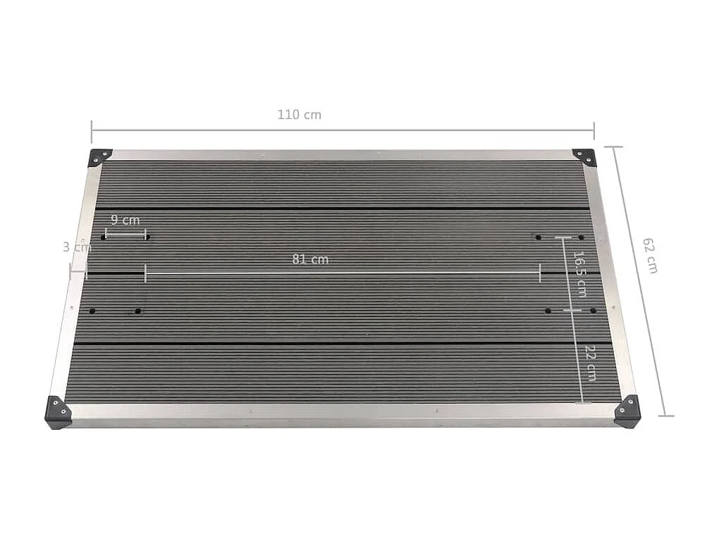 Plato de ducha exterior Plato de ducha para jardín plato de ducha para terraza piscina WPC acero inoxidable 110 x 62 cm gris 02_0001983