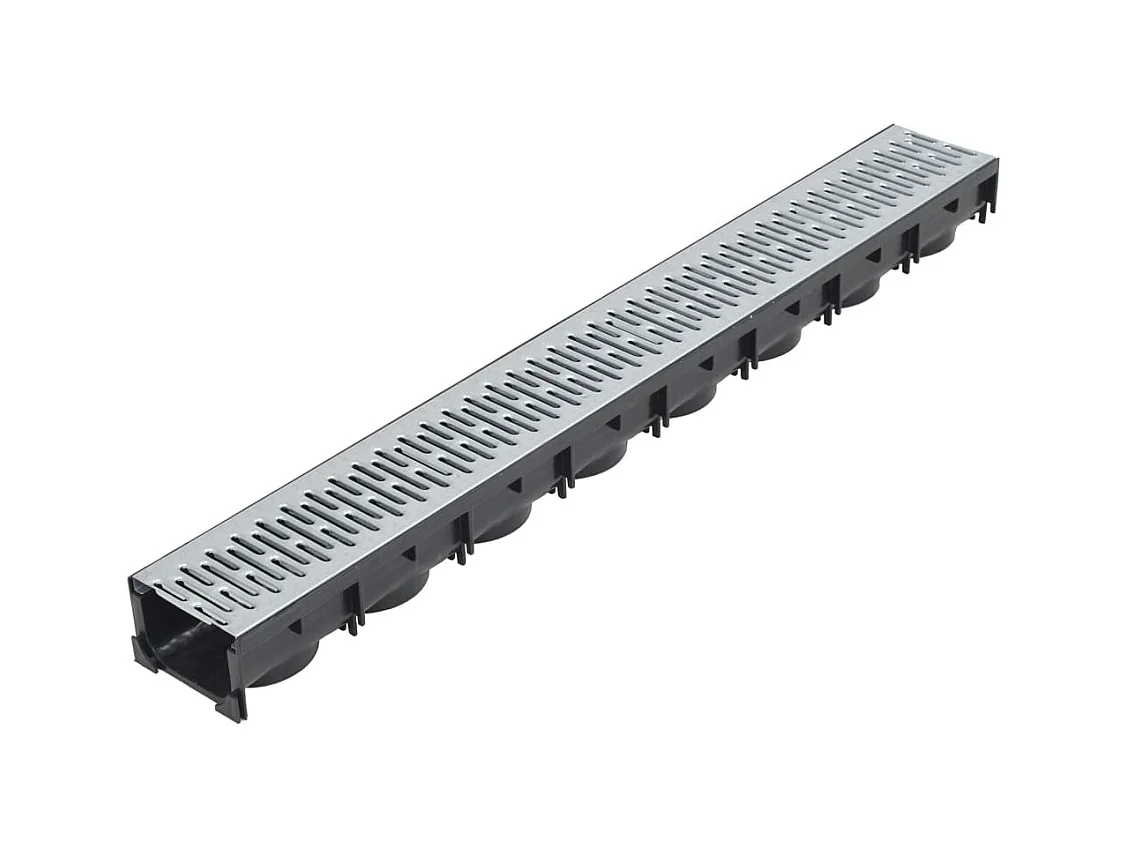 Juego de 3 canales de drenaje de acero canal de evacuación de entrada 100 cm terraza exterior 02_0002993