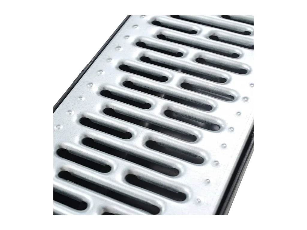 Juego de 3 canales de drenaje de acero canal de evacuación de entrada 100 cm terraza exterior 02_0002993