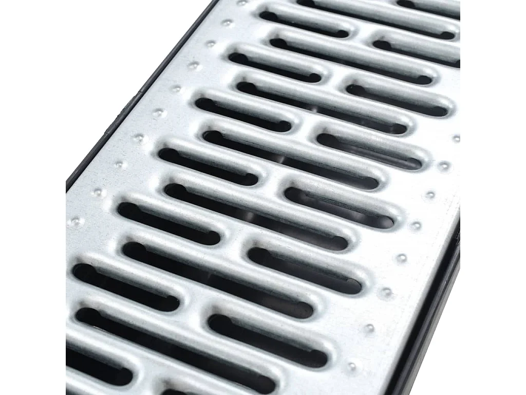 Conjunto de 3 canais de drenagem de aço canal de evacuação de automóveis pátio externo de 100 cm 02_0002993