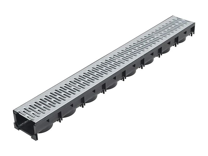 Conjunto de 3 canais de drenagem de aço canal de evacuação de automóveis pátio externo de 100 cm 02_0002993