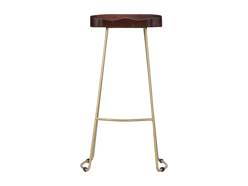 Conjunto de dois bancos de bar de design em madeira de mangueira maciça 1202077