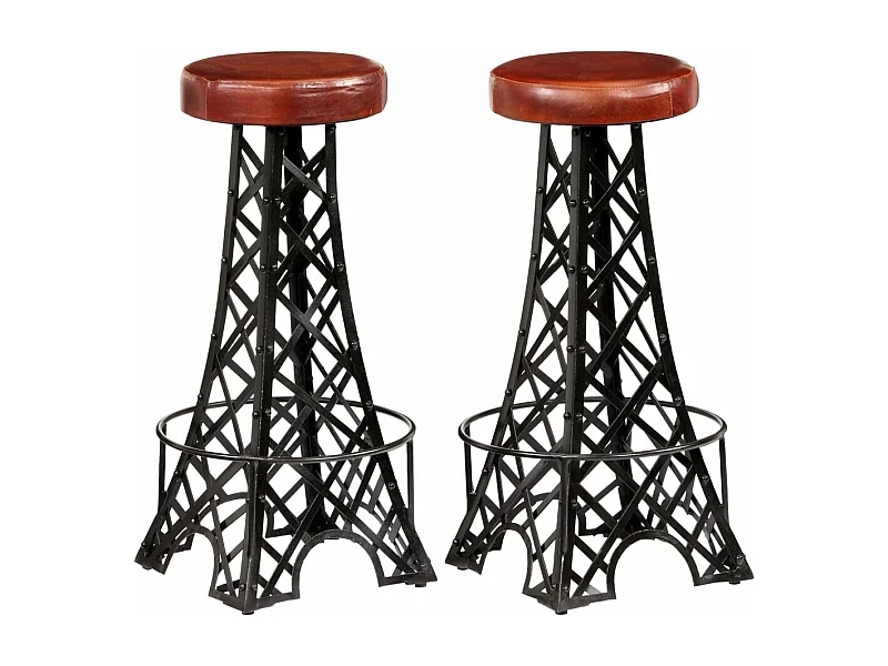 Conjunto de dois bancos de bar de design, cadeira sintética marrom 1202122