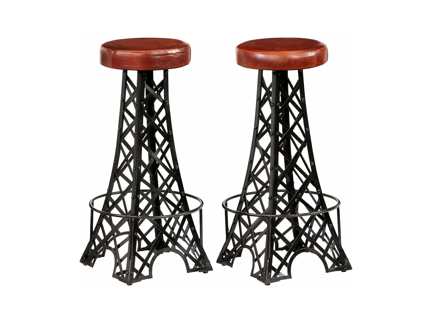 Conjunto de dois bancos de bar de design, cadeira sintética marrom 1202122