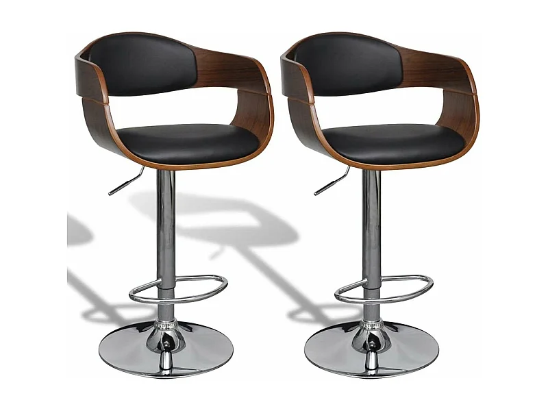 Set di due sgabelli da bar di design con seduta e schienale in pelle sintetica nera 1202186