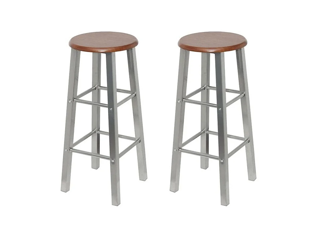 Lot de deux tabourets métal argentée 30 x 30 x 70 cm 1202062