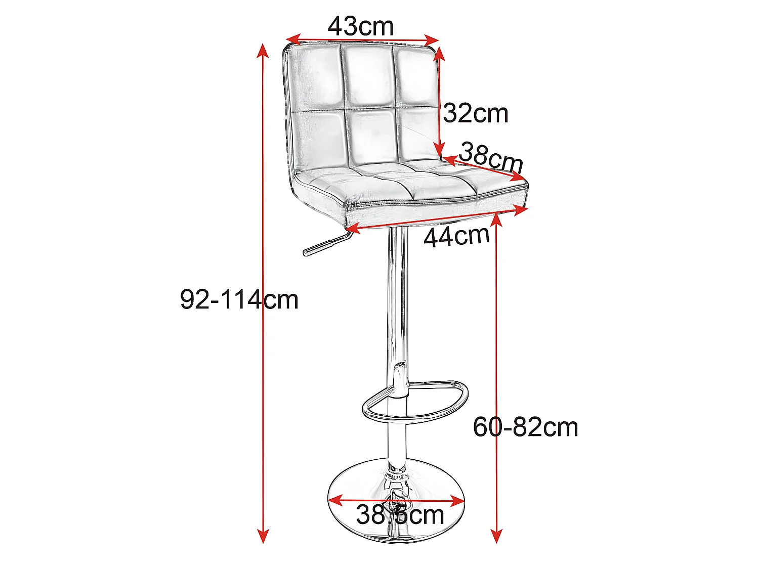 Tabourets de bar design grise 44 x 38.5 x 114 cm 19_0000456