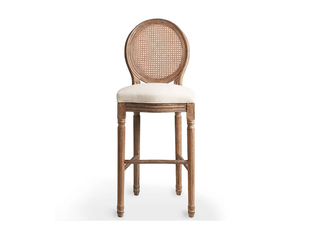 Conjunto de dois bancos de bar de design com assento de cadeira de rattan branco creme 1202150