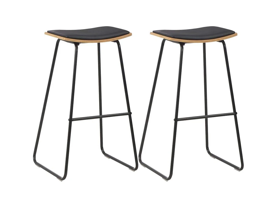 Conjunto de dois bancos de bar de design cadeira assento sintético aço preto 1202099