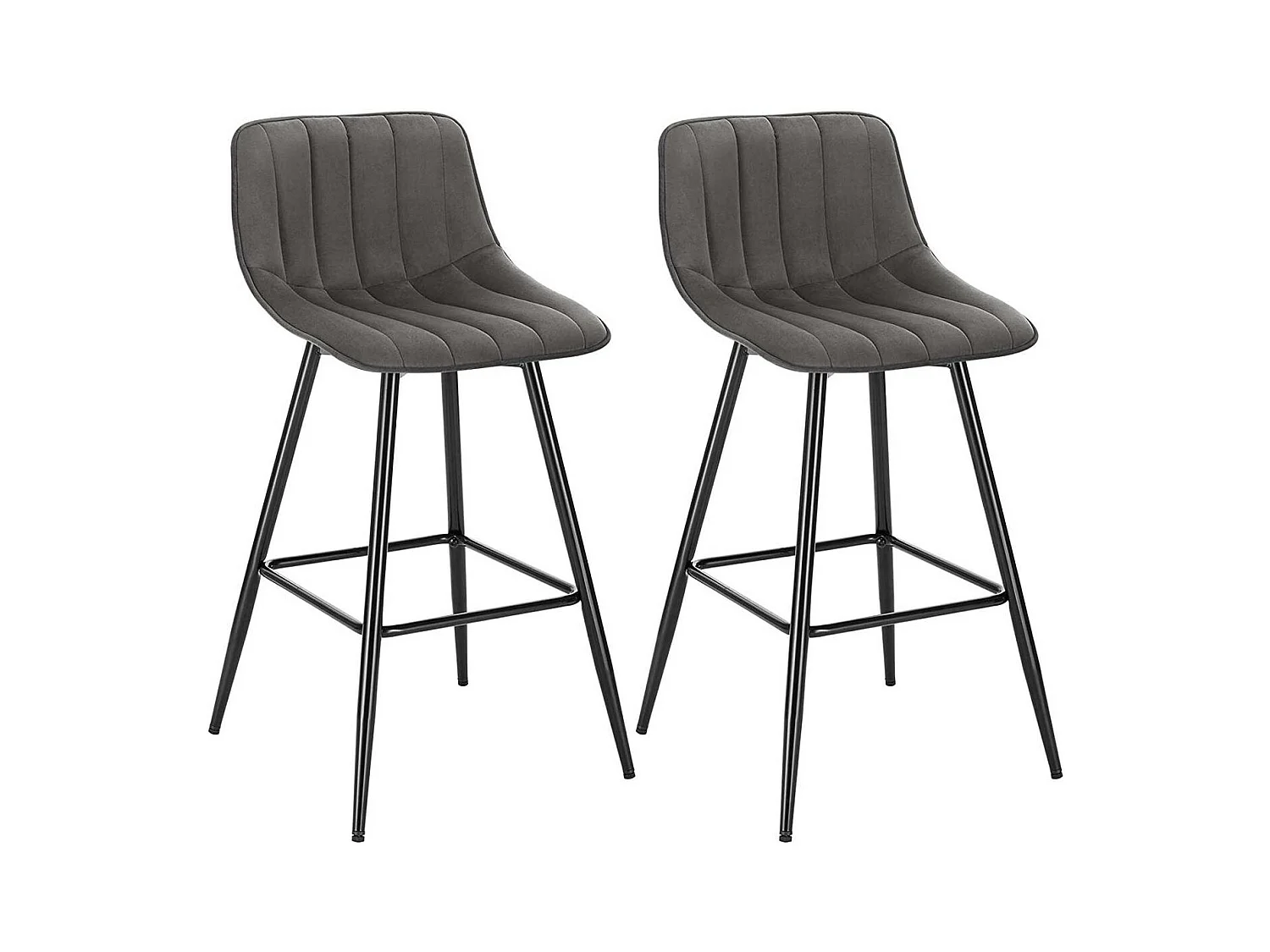 Conjunto de 2 bancos altos de design com apoio para os pés cinza escuro 19_0000236