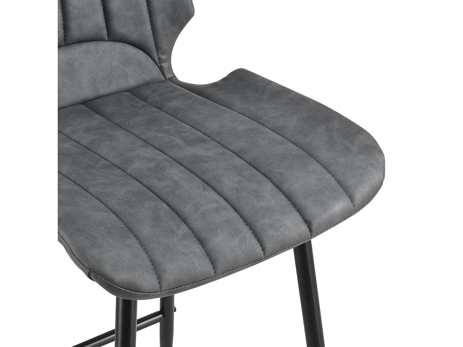 Juego de 4 taburetes de bar juego de taburetes de cocina imitación cuero gris oscuro metal 102,5 cm x 46,5 cm x 51 cm 03_0003716