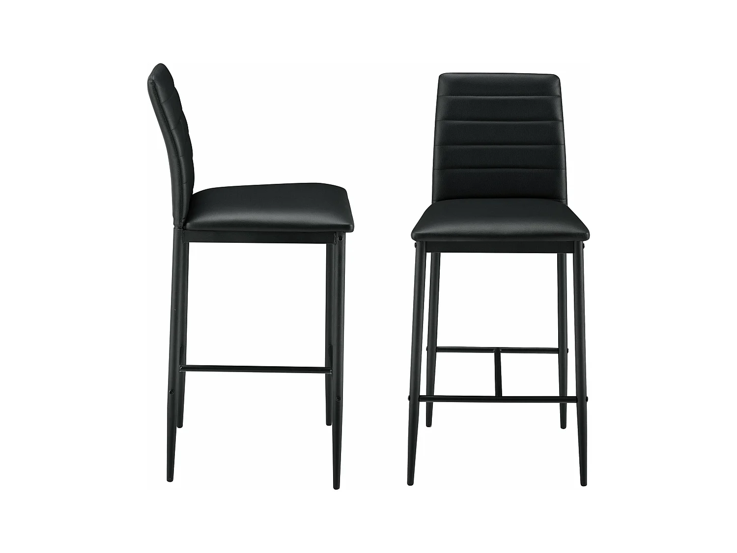Juego de 2 sillas taburetes de bar con patas de acero, asiento sintético y altura del asiento 66 cm negro 03_0005787