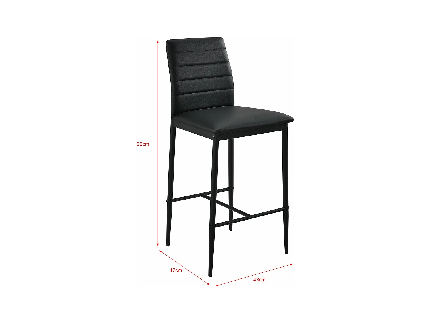 Juego de 2 sillas taburetes de bar con patas de acero, asiento sintético y altura del asiento 66 cm negro 03_0005787