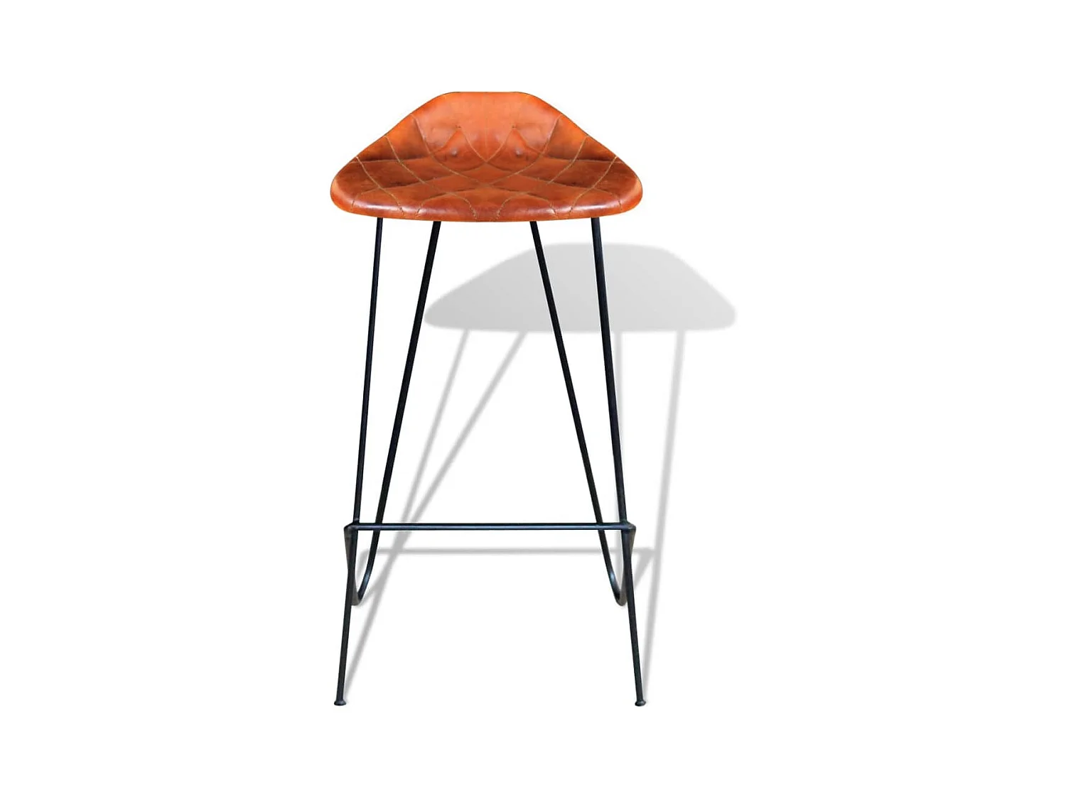 Conjunto de dois bancos de bar de design em couro marrom genuíno 1202050