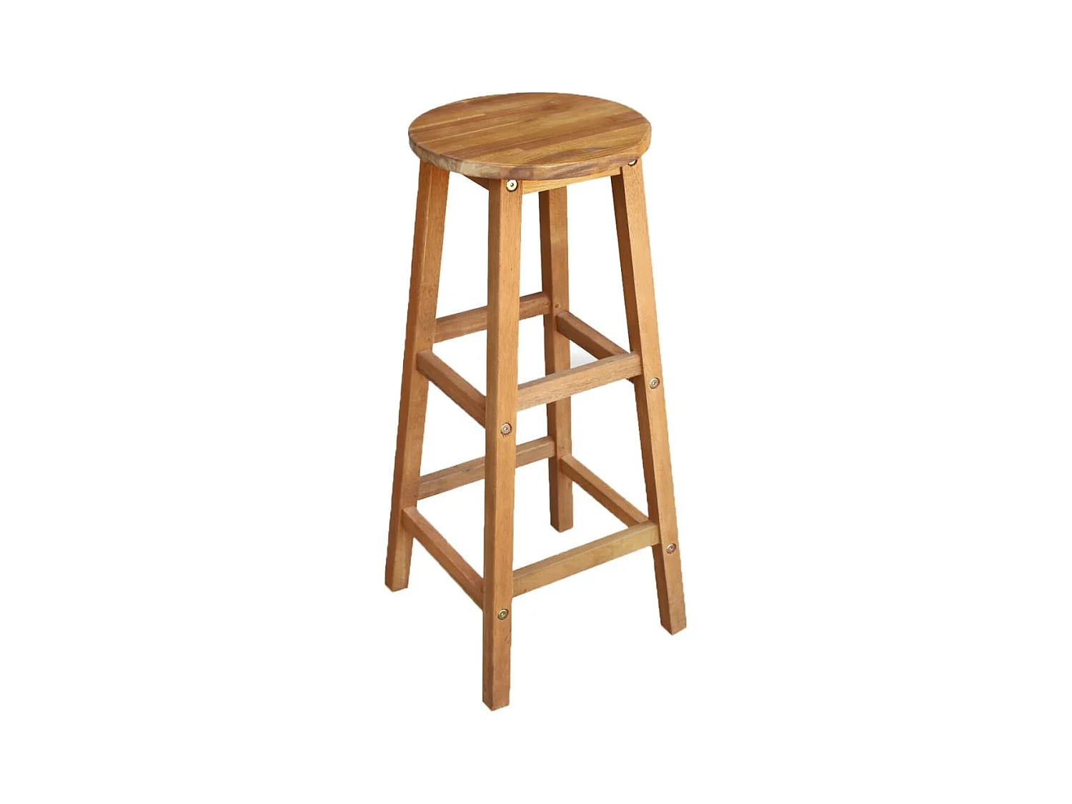 Juego de dos taburetes de bar de diseño con asiento de madera maciza de acacia 1202064